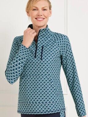 Talbot's Out & About Half-Zip Pullover - Fascinating Scallop Large Green